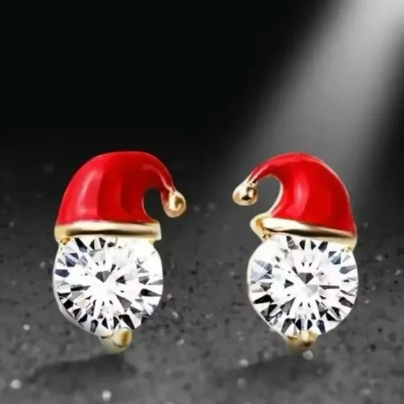 Crystal Santa Hat Earrings - Picture 2 of 2